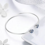 925 Silver Lucky Eyes CZ Open Cuff Bangle Bracelet