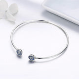 925 Silver Lucky Eyes CZ Open Cuff Bangle Bracelet