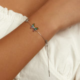 Sterling Silver Butterfly Chain Bracelet Plated Platinum