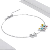 Sterling Silver Butterfly Chain Bracelet Plated Platinum