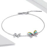 Sterling Silver Butterfly Chain Bracelet Plated Platinum