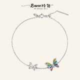 Sterling Silver Butterfly Chain Bracelet Plated Platinum