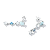 925 Sterling Silver Opal Earrings Zirconium Dangle Earrings