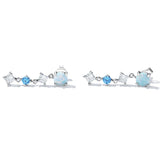 925 Sterling Silver Opal Earrings Zirconium Dangle Earrings