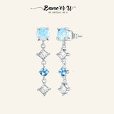 925 Sterling Silver Opal Earrings Zirconium Dangle Earrings