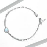 925 Silver Opal Heart Pendant Bracelet