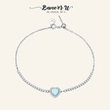 925 Silver Opal Heart Pendant Bracelet
