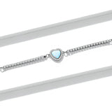 925 Silver Opal Heart Pendant Bracelet