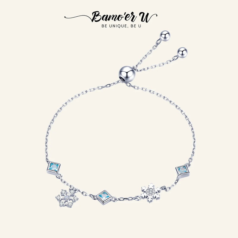 925 Silver Snowflake Women Bracelet Chain Link BSB001