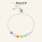 Heart Enamel Bracelet 925 Silver Chain Anti-allergy Jewelry