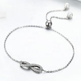 925 Silver Infinity Love Chain Link Women Bracelet SCB056