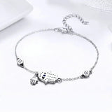 925 Sterling Silver Hand of Fatima Chain Link Bracelet for Women SCB079