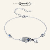 925 Sterling Silver Hand of Fatima Chain Link Bracelet for Women SCB079