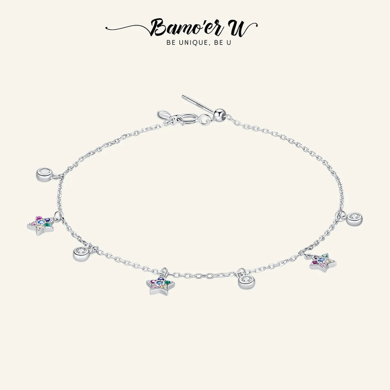 925 Silver Star Bracelet with CZ Pendant for Women