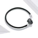 925 Silver Cross Bracelet Leather Chain for Women Gift SCB205