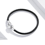 925 Silver Cross Bracelet Leather Chain for Women Gift SCB205