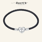 925 Silver Cross Bracelet Leather Chain for Women Gift SCB205