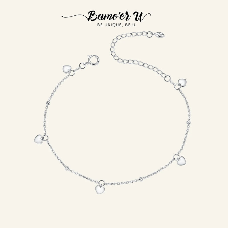 S925 Chain Bracelet Sterling Silver Loving Heart Link Bracelet