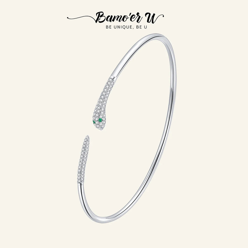 925 Silver Snake Bangle Bracelet Spirit Snake Jewelry Gift for Women SCB206