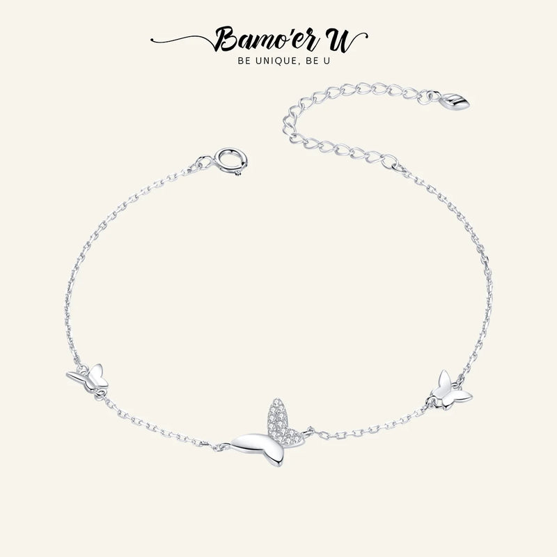 925 Silver Butterfly Chain Bracelet for Women SCB197