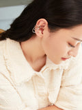 925 Sterling Silver Layer Circle Chain Ear Clip Women Earrings