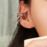 925 Sterling Silver Layer Circle Chain Ear Clip Women Earrings