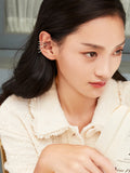 925 Sterling Silver Layer Circle Chain Ear Clip Women Earrings