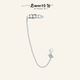 925 Silver Natural Fresh Pearl Chain Ear Clip for Women Earrings
