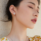 925 Sterling Silver Heart Stud Earrings Rock Texture Punk Jewelry