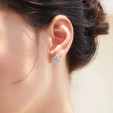 925 Sterling Silver Square Rock Texture Stud Earrings For Women