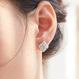 925 Sterling Silver Square Rock Texture Stud Earrings For Women