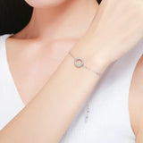 925 Silver Glittering Circle Chain Bracelet for Women SCB030