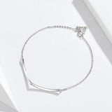 Geometric Silver Bracelet with Clear CZ for Women