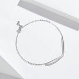 Geometric Silver Bracelet with Clear CZ for Women