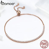 925 Sterling Silver Dazzling Strand Bracelet Women Jewelry