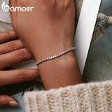 925 Sterling Silver Dazzling Strand Bracelet Women Jewelry