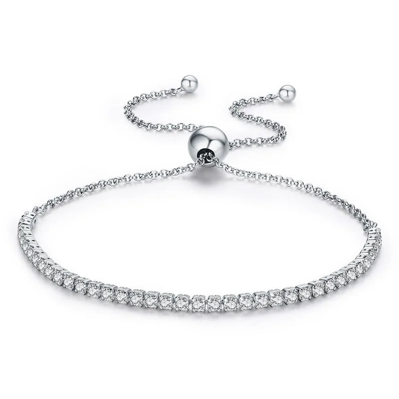 925 Sterling Silver Dazzling Strand Bracelet Women Jewelry