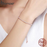 925 Sterling Silver Dazzling Strand Bracelet Women Jewelry