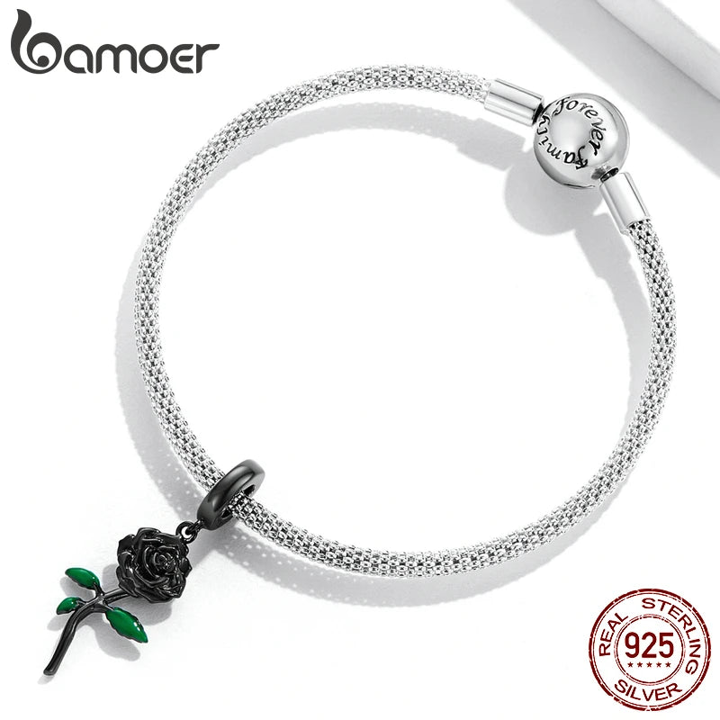 925 Sterling Silver Rose Pendant for Women Bracelet Bangle Dainty Flower Charm