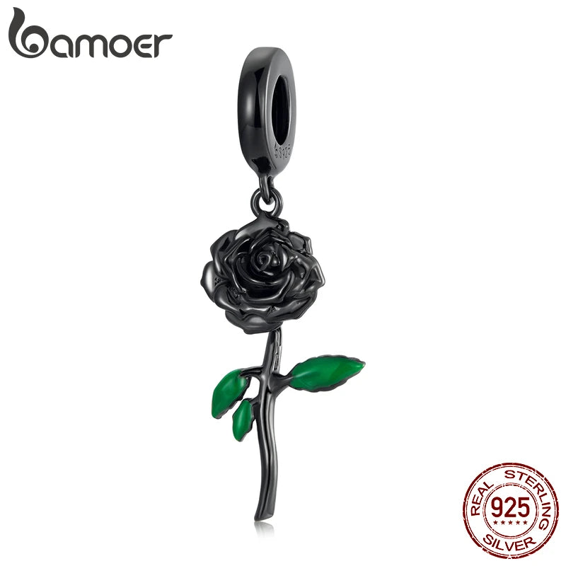 925 Sterling Silver Rose Pendant for Women Bracelet Bangle Dainty Flower Charm