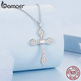 925 Silver CZ Cross Pendant Necklace for Women Girls