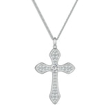 925 Silver CZ Cross Pendant Necklace for Women Girls