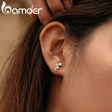 925 Silver Geometric Zircon Earrings Engagement Party Gift