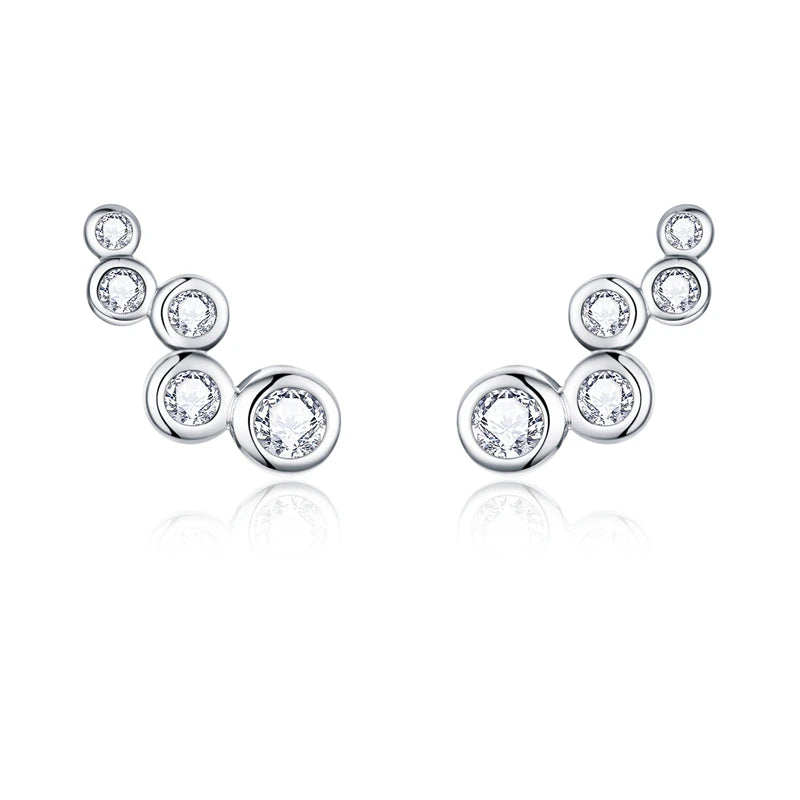 925 Silver Geometric Zircon Earrings Engagement Party Gift