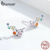 925 Silver Geometric Zircon Earrings Engagement Party Gift