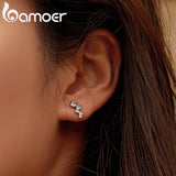 925 Silver Geometric Zircon Earrings Engagement Party Gift