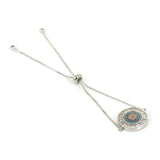 Round CZ Eye Charm Bracelet Rose Slider Chain Adjustable Crystal Jewelry