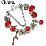 Christmas Pendant Bracelet with Tree Beads Charm - Christmas Jewelry Gift