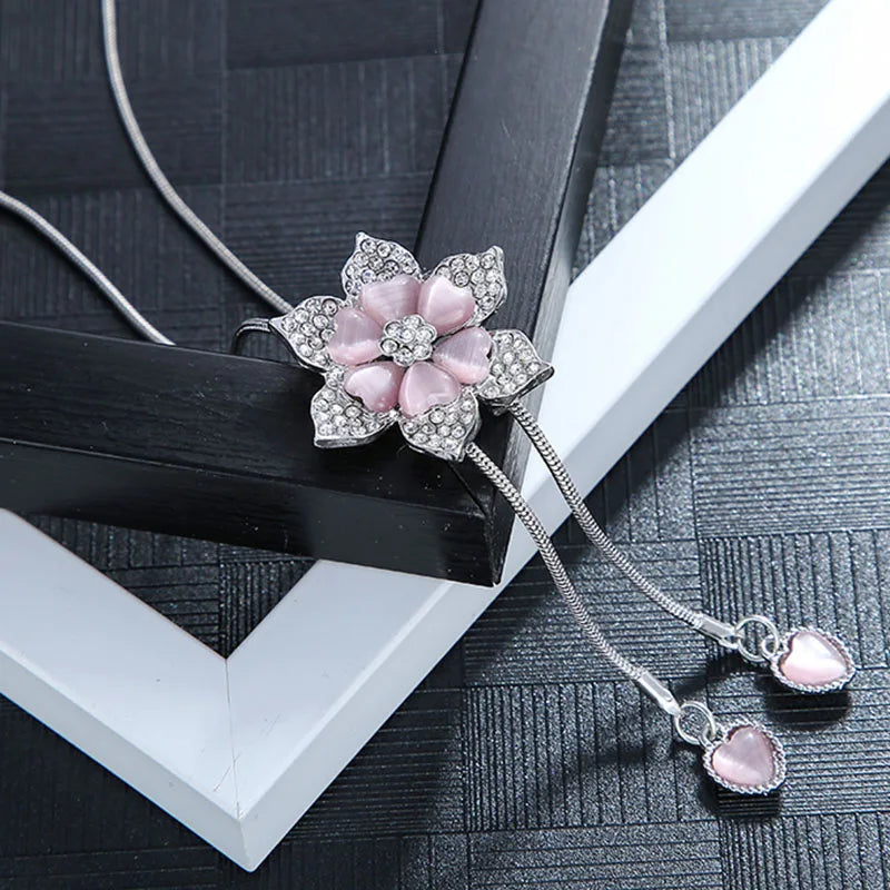 Romantic Flower Tassel Sweater Chain Necklace for Women