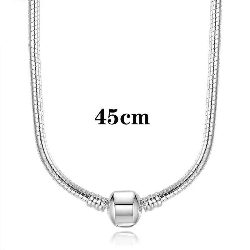 45CM Silver Charm Necklace Snake Chain Pendant Necklaces For Women DIY Jewelry G
